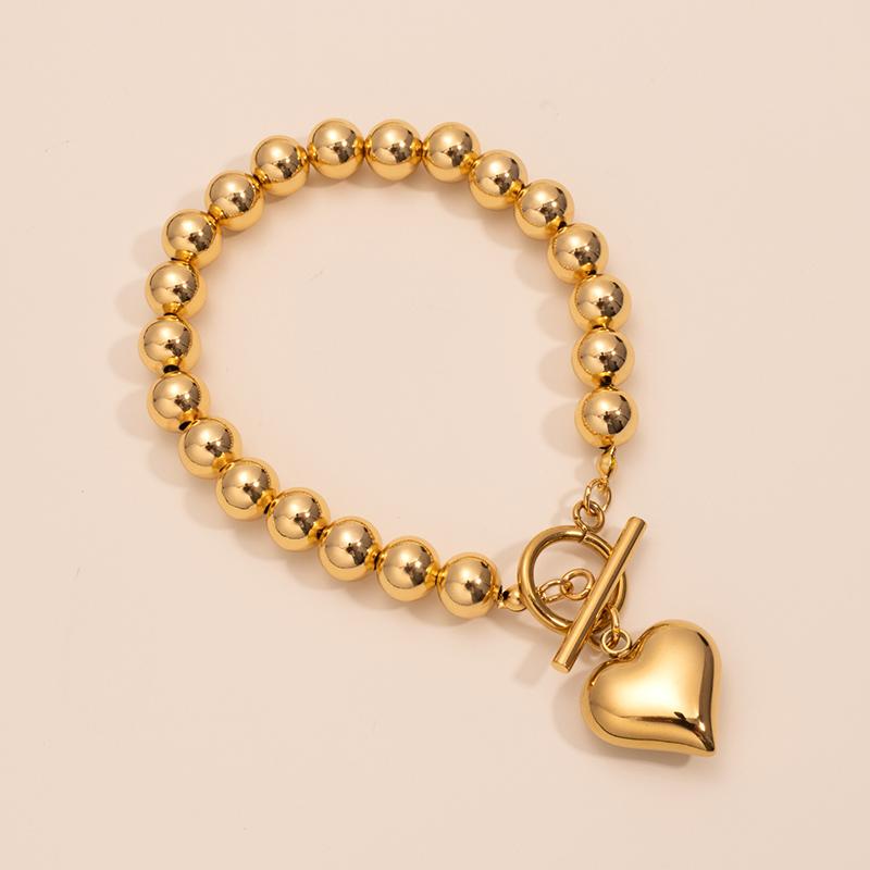 

Браслет из нержавеющей стали 316L в виде сердца любви Foxanry Креативный Классический Милый Не выцветающий Свадебный Ювелирные изделия для невесты Подарки EL0004 золотой
