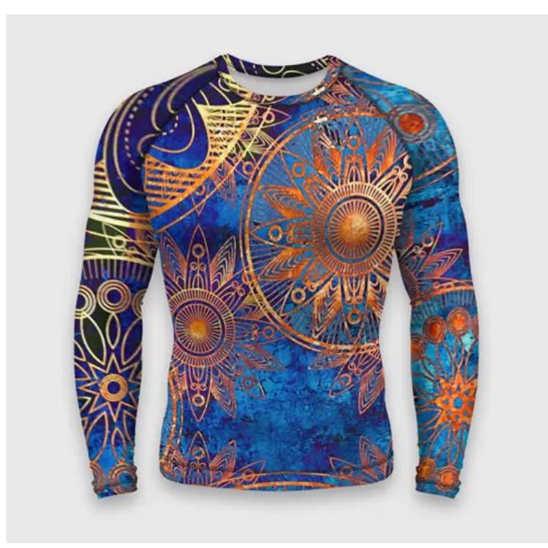 Spring and Autumn Round Neck 3D Artistic Pattern Printed Top Fashionable Casual Long Sleeved Men's T-shirts