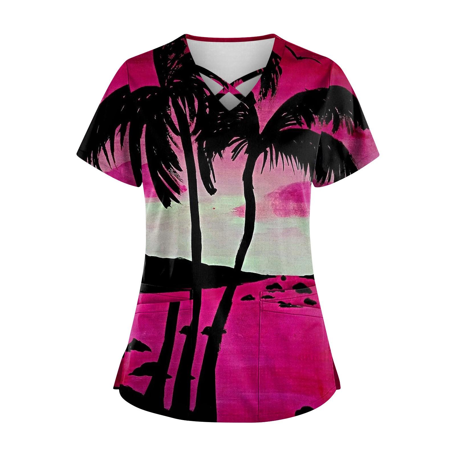 

Женская Гавайская униформа с принтом, рабочая униформа, защитная рабочая форма с карманом и v-образным вырезом XXXXXL