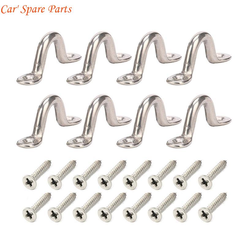 

Y4UA 8pcs/10pcs Marine Top Pad Eye Tie Down Stainless Eye Straps Kayak Deck Loop