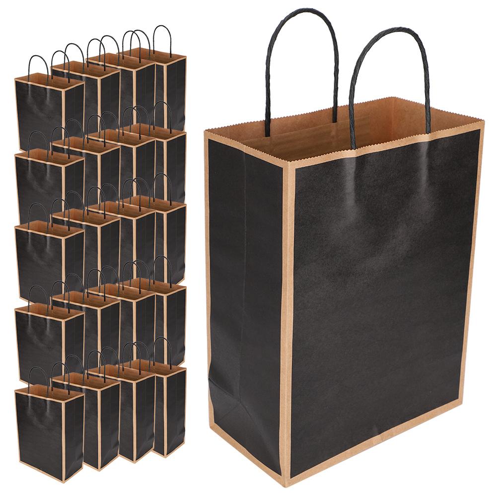20 szt. Papierowa torba Kraft Wielokrotnego użytku Ekologiczna torba na ubrania prezenty 21 x 11 x 27,5 cm(Ciemny czarny )