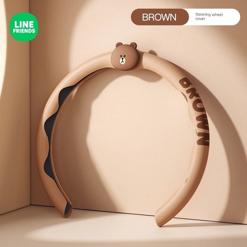 

Car Steering Wheel Cover Ultra-Thin Non Slip D-Type Card-Type Universal Grip Cover Suitable for Four Seasons Volkswagen BMW Tesla Protective Cover Brown Bear [Round | D-Type Universal]