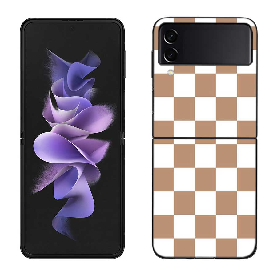 Retro Klassisches Schachbrett Gitter Handyhülle Für Samsung Z Flip 7 6 5G Galaxy Z Flip 5 4 3 Schwarz Hart Cell Hülle Luxus PC Schale C