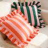 COMPRAORA 1PZ Federa per Cuscino in Velluto con Pizzo a Strisce 18X18 Pollici Federe Morbide Accoglienti per Divano Camera da Letto Soggiorno Decorazione per la Casa