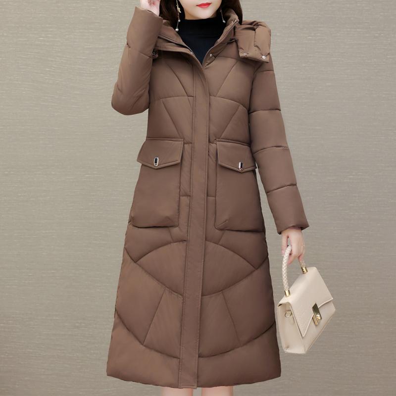 

Зимнее пальто женское длинное парки с капюшоном элегантная толстая теплая куртка зимняя одежда высокое качество 3XL коричневый