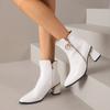 Spot Thick Heel Short Boots Women's Fashion Patent Leather Square Head High Heel Women's Boots Single Boots 2025 New Martin Boots Women's Shoes