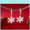 Christmas Snowflake Earrings With Zirconia And Pearl For Women Holiday Accessory
