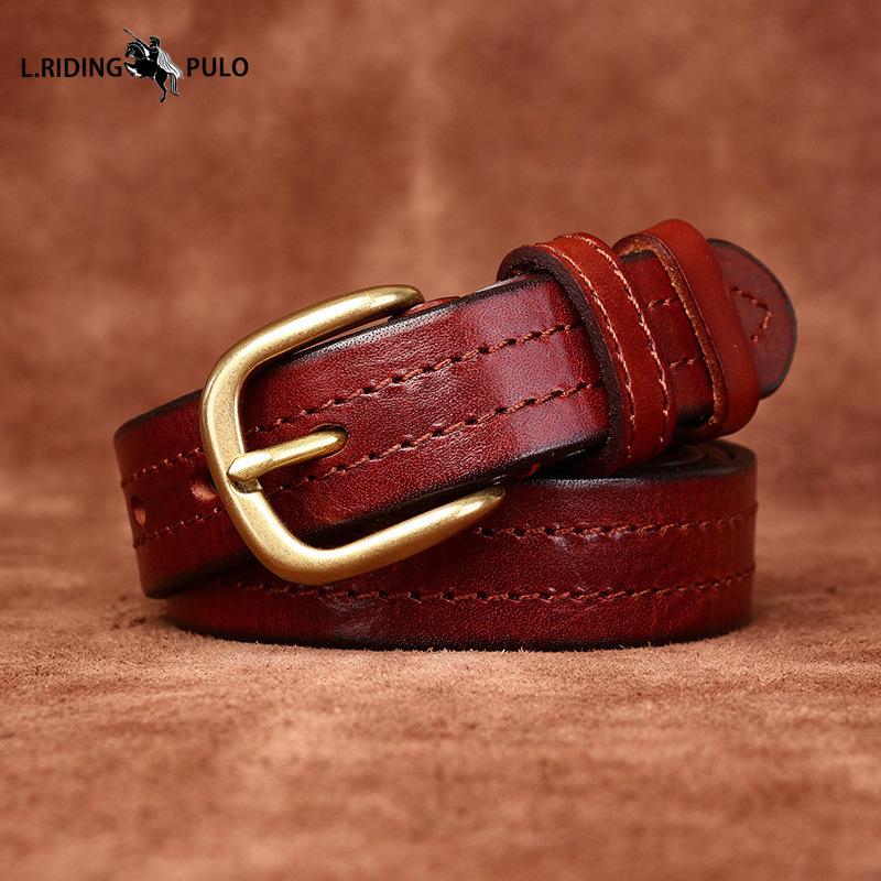 Retro Korean Style Fashion Trend All-match Copper Buckle Belt Women's Genuine Leather First Layer Cowhide Belt