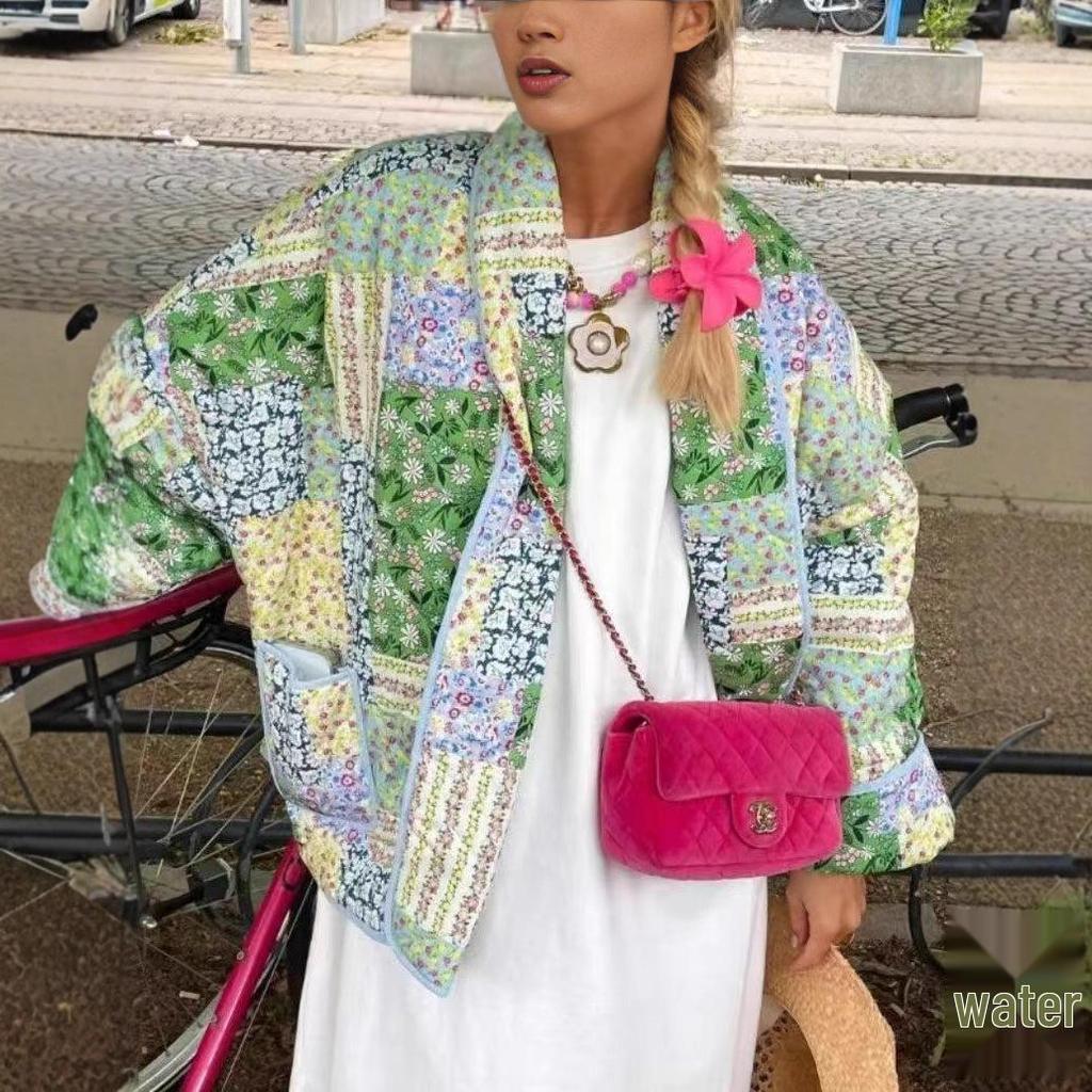 Spring Lapel Fashion Printed Cotton Slimming Jacket