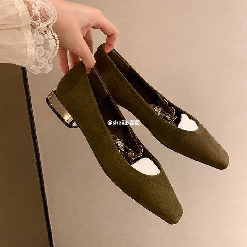 Same style, Jiangnan girl~ Autumn square head small gold coin flat bottom Mary Jane single shoes women's multi-treasure shoes commuting