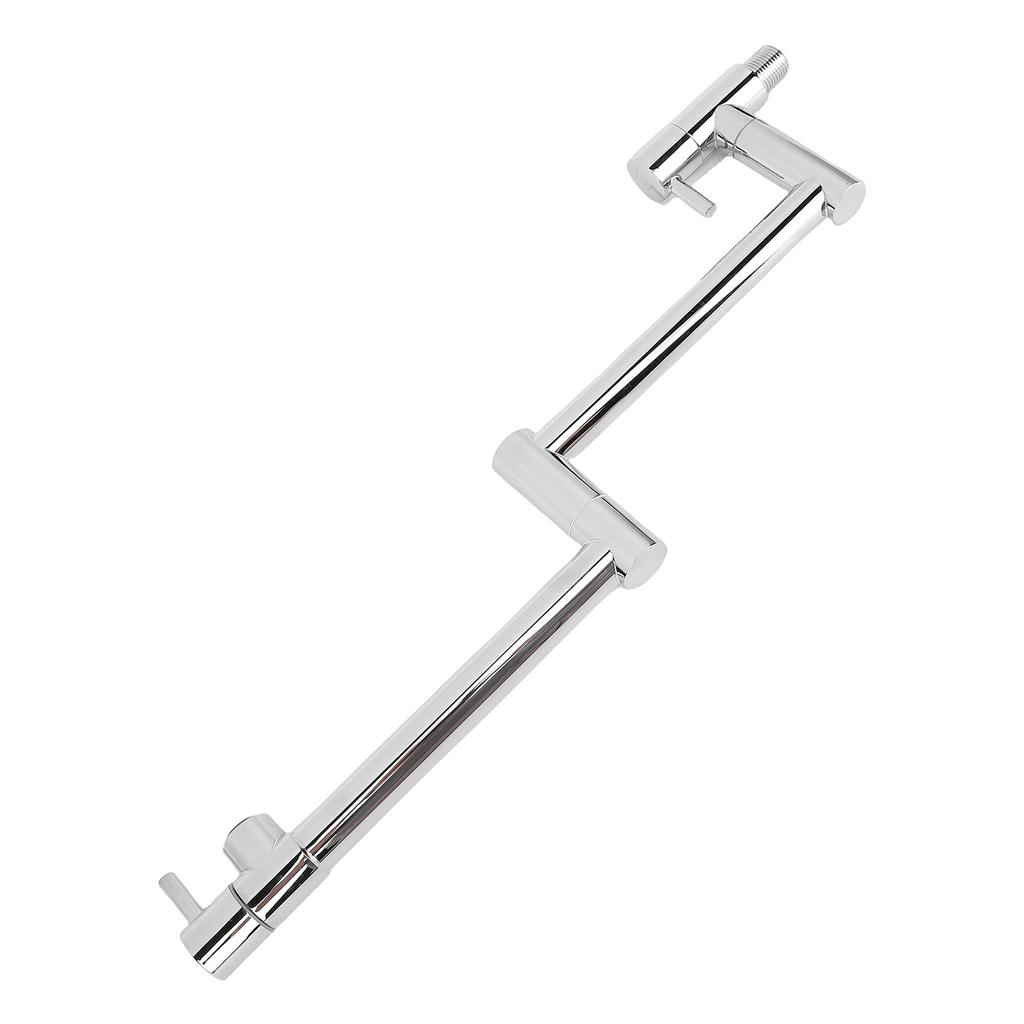 Brushed Pot Filler Faucet Stainless Steel Wall Mount Commercial Kitchen Stove Stretchable Double Joint Swing Arm Single