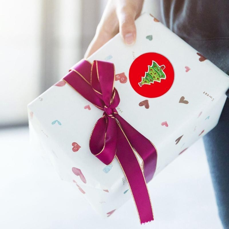 62KD Roll of 500Pcs Christmas Stickers Thank You Cards Gift Box Decorations