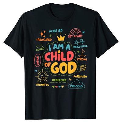 I Am A Child of God Christian Retro Jesus Faith Tshirts Men Fashion Print Loose Oversized Streetwear Hip Hop Unisex T Shirt