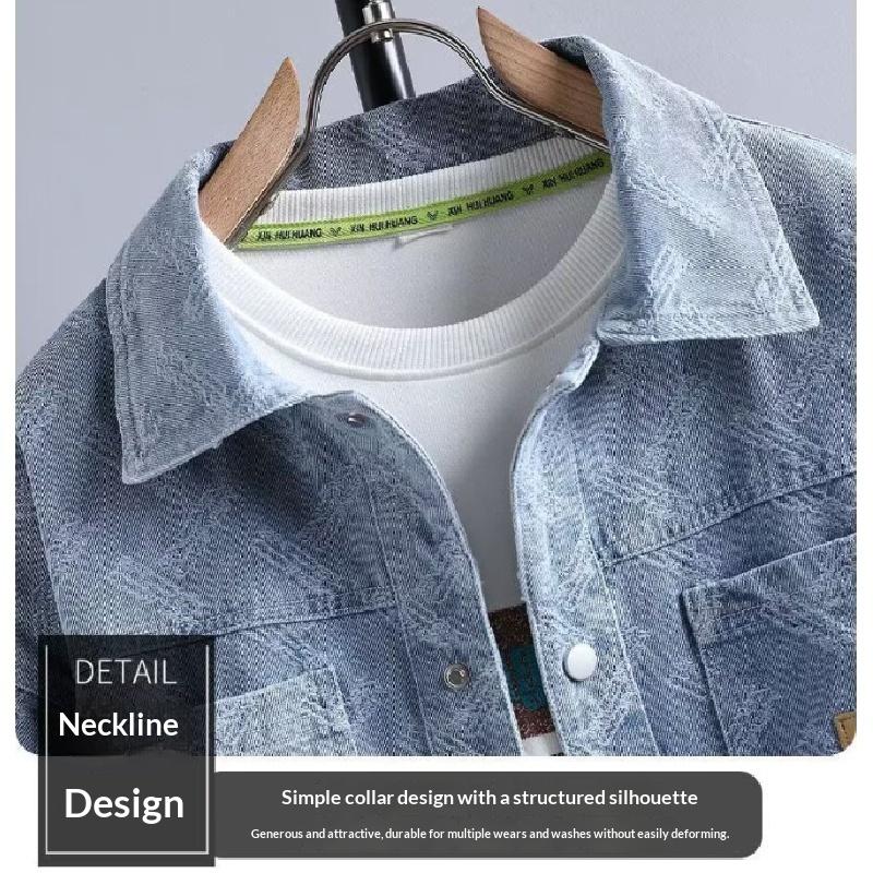 2026 Neue Trendmarke Herren Umlegekragen Jeansjacke, Frühjahrs- und Herbstoberteil, Hochwertige Herbstjacke im Hemdstil