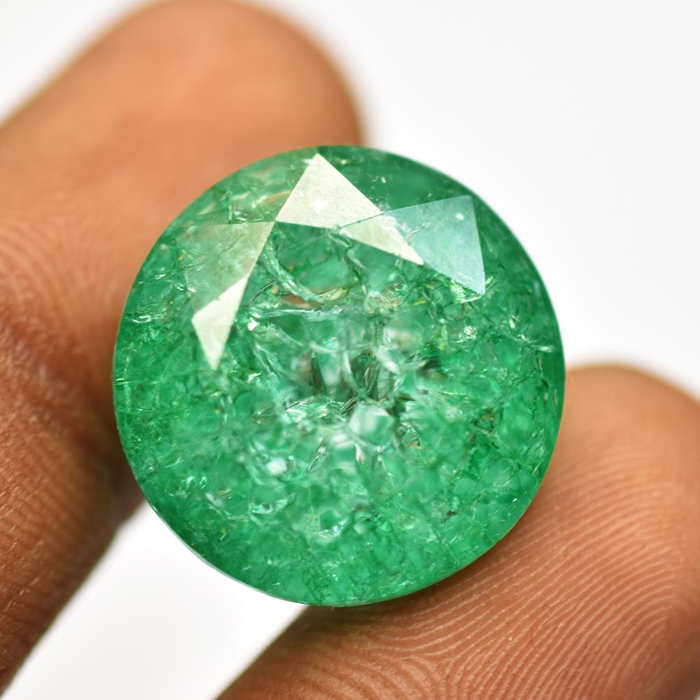 Natural Green Emerald Loose Gemstone Colombian Round Cut 42.10 Ct for Jewelry Making and Crafts