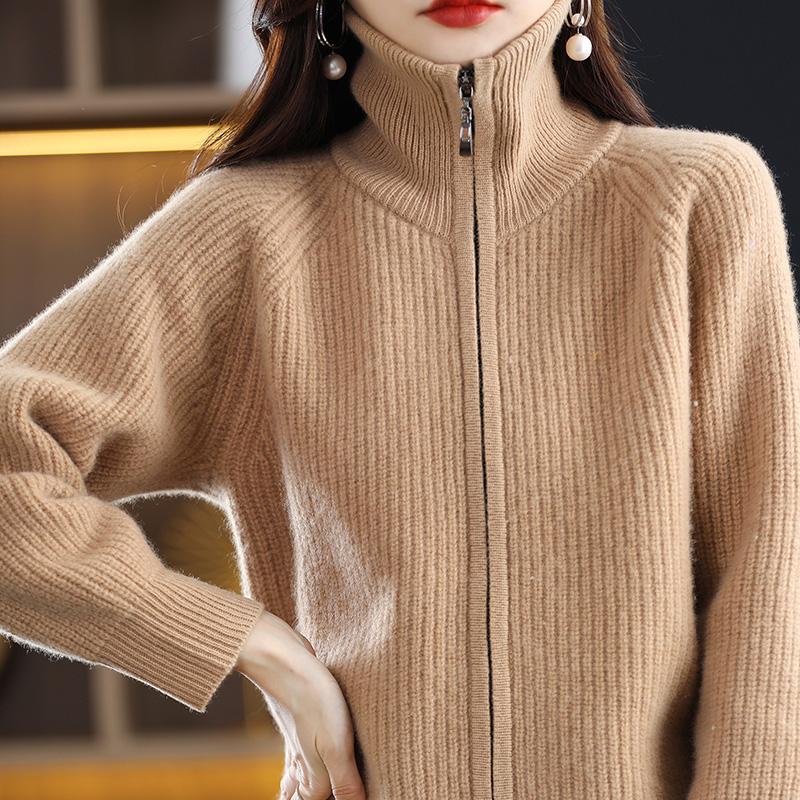 Cardigan damă din cașmir Qinghe cașmir 30% cașmir 70% lână toamnă și iarnă cardigan îngroșat din cașmir moale și cald