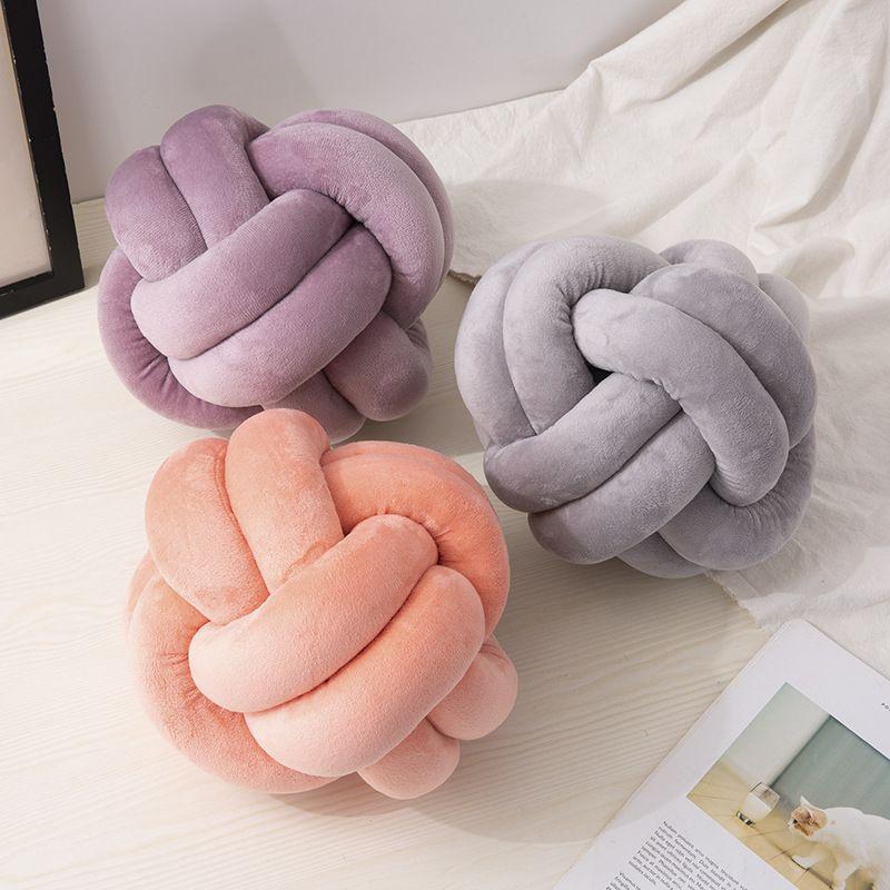 Hand Knotted By Pillow Sofa Back Cushion Solid Colors Ball Soft Knot Concise