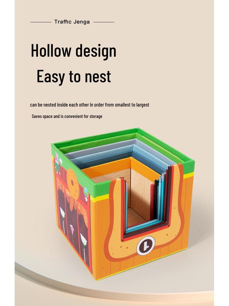 Lern-Verkehrsstapelspielzeug-Set für Kinder: Holzfahrzeuge für frühes Lernen