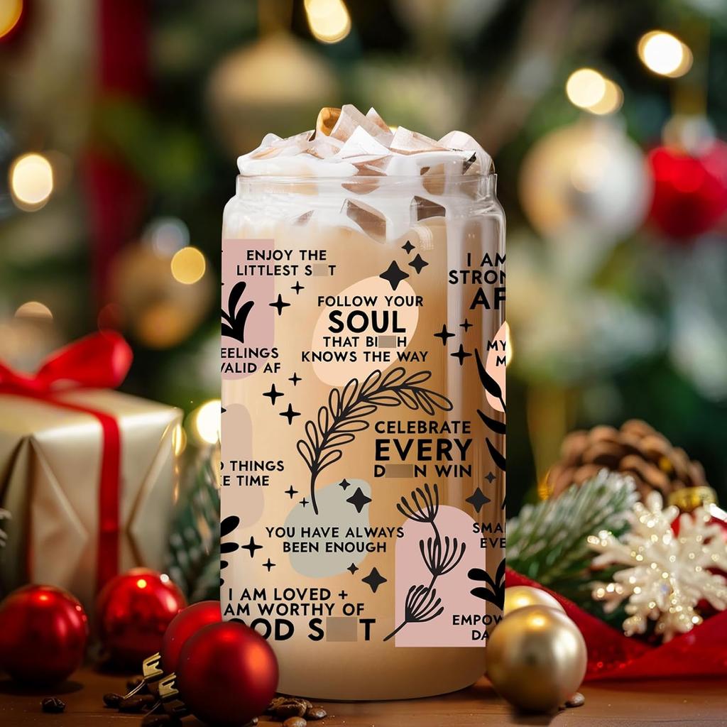 Coolife Positive Daily Affirmations Cup, Mental Health, Funny Sobriety, Self Love, Inspirational, Break up, Christmas, Motivational Gifts for Women,