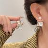 Square Zirconia Pearl Earrings for Women. Light Luxury, High-end, Elegant Style, Large Earrings. A Retro Style, Suitable for Wearing Twice.