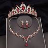 Barock Silberfarben Brautschmuck-Sets Krone Ohrringe Halsband Halskette Set für Frauen Hochzeitskleid Tiaras Brautschmuck-Set