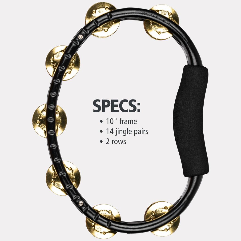 MEINL Percussion Tambourin Traditionnel ABS Tambourin Jingles Laiton Noir TMT1B-BK []