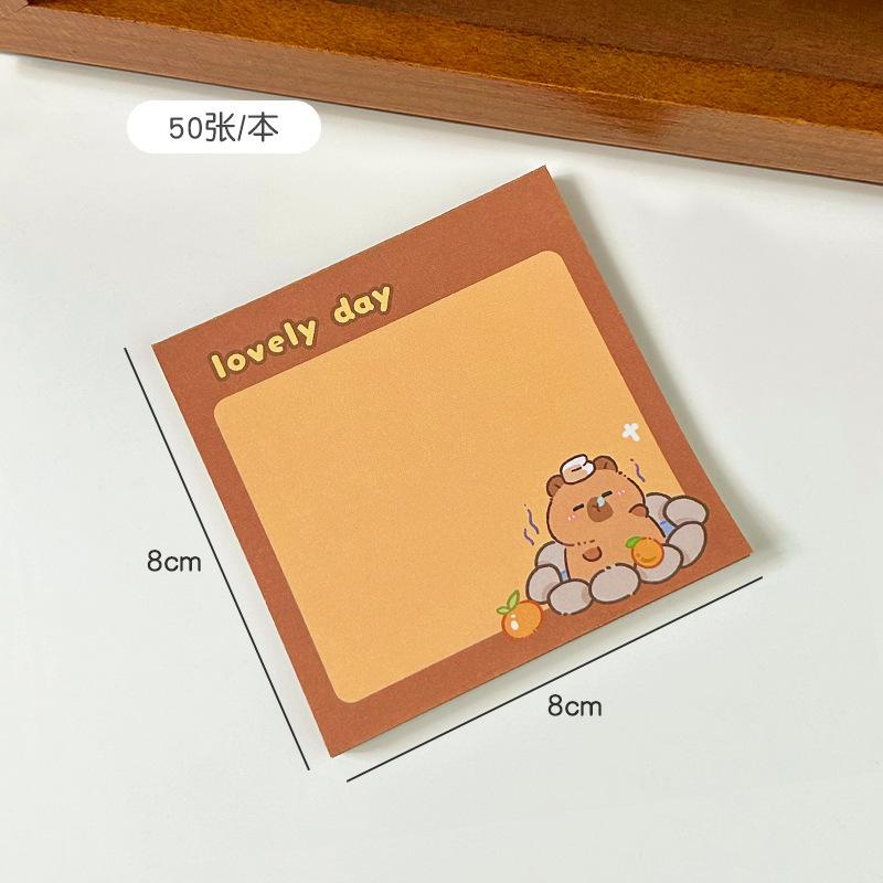 Kapibala Sticky Notes Cartoon Not Pasted Sticky Notes Paper Glue-free Elementary School Creative Notepad Memo Pad Stationery