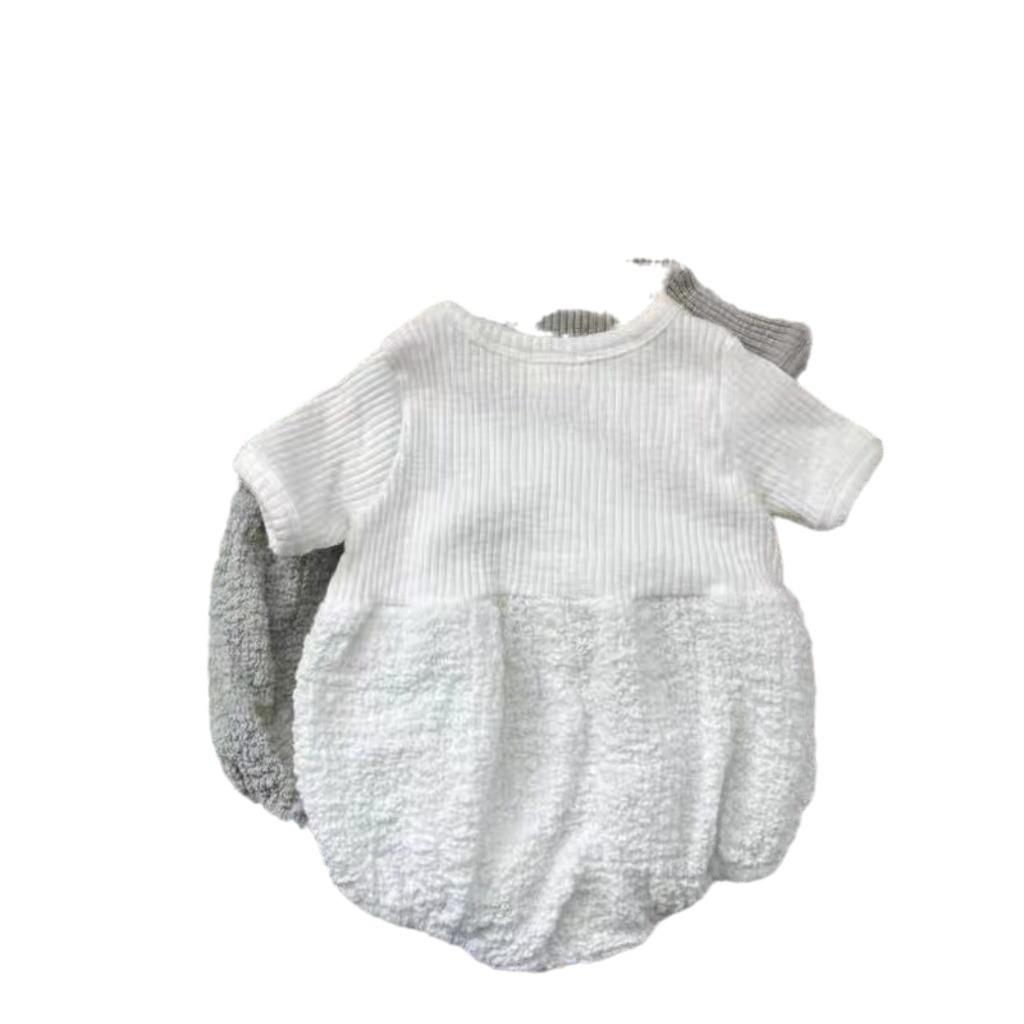 Korean Ribbed Puff Sleeve Baby Jumpsuit - Unisex Summer Style