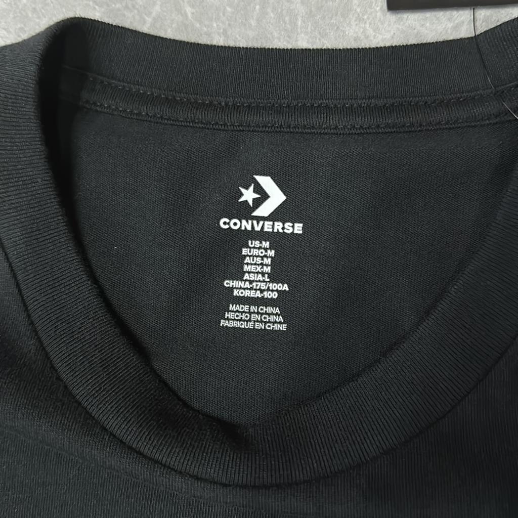 Converse T Shirts Men's Black Crew Neck Moderate Straight Fit 10018234-A02