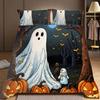 3-Piece Bedding Pillowcase Quilt Cover Set Halloween Ghost Pattern 2D Digital Printing Suitable For Bedroom Dormitory Decoration