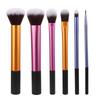 New 6 Makeup Brushes Set Long Aluminum Tube Loose Powder Brush Foundation Brush Portable Beginner Makeup Tool