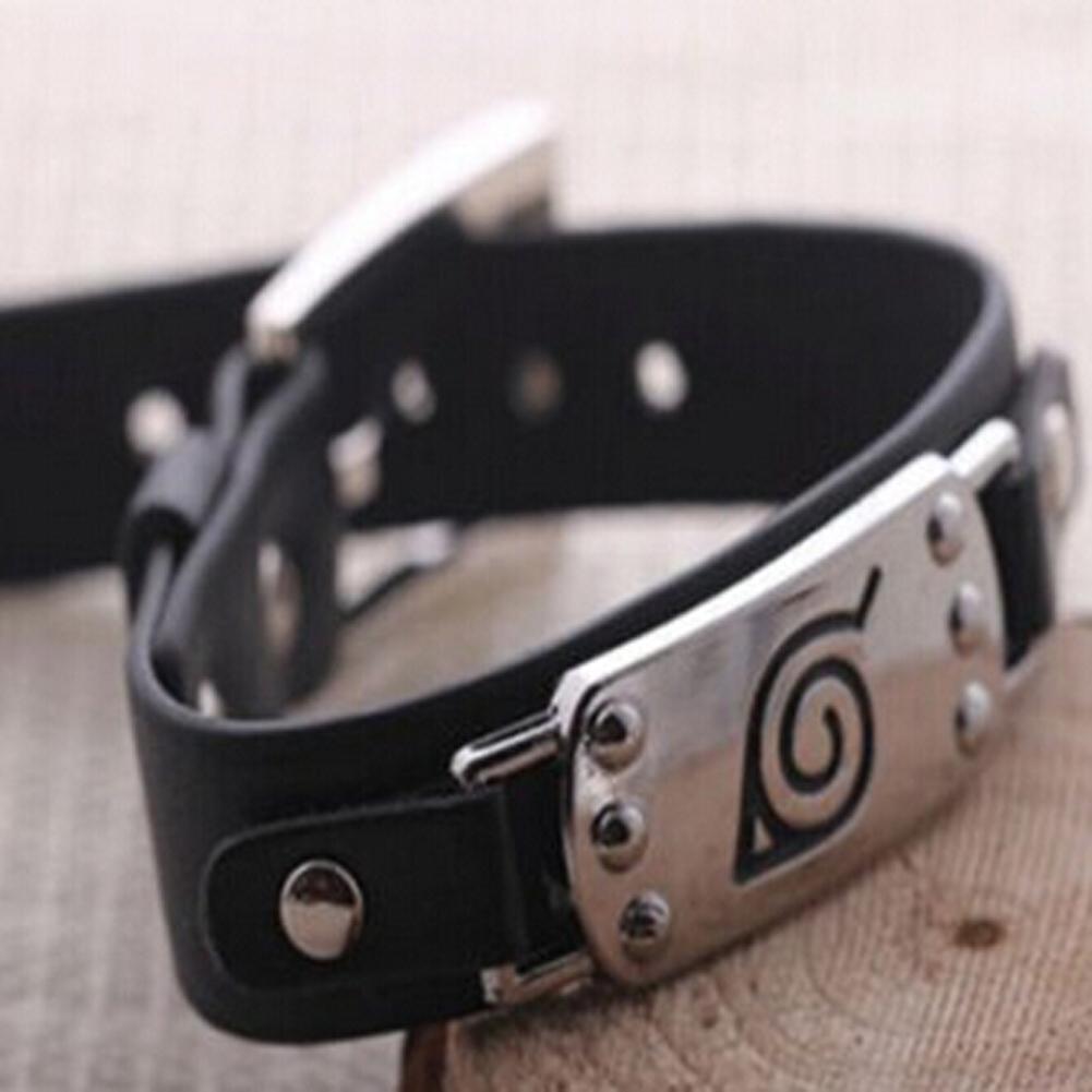 Anime Naruto Konoha Logo Leather Bracelet /& Ring Cosplay Wristband Jewelry