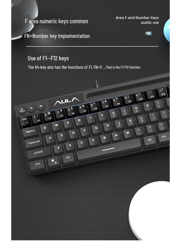 AULA Wolf Spider F3061 Mini 61-Tasten RGB Kabelgebundene Tastatur