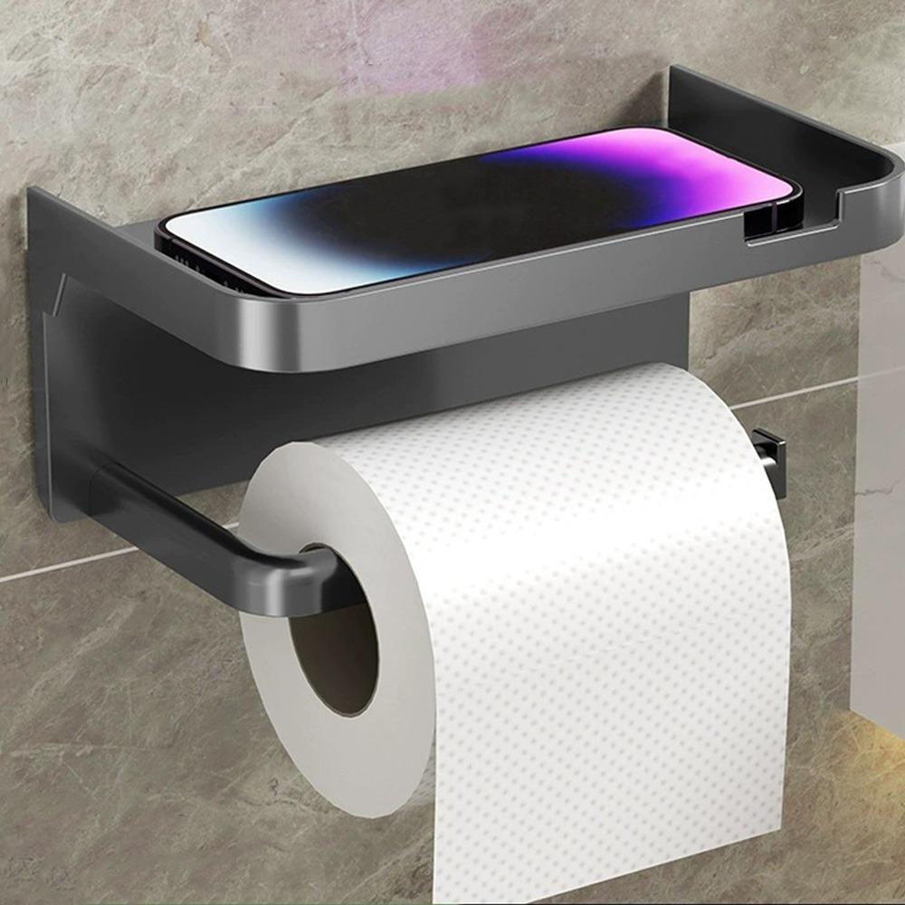 Space Saving Toilet Paper Holder Wall Mounted Storage Shelf Large Paper Roll Holder  Bathroom