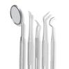5pc/set Dental Mirror Stainless Steel Dental Dentist Prepared Tool Set Probe Tooth Care Kit Instrument Tweezer Hoe Sickle Scaler