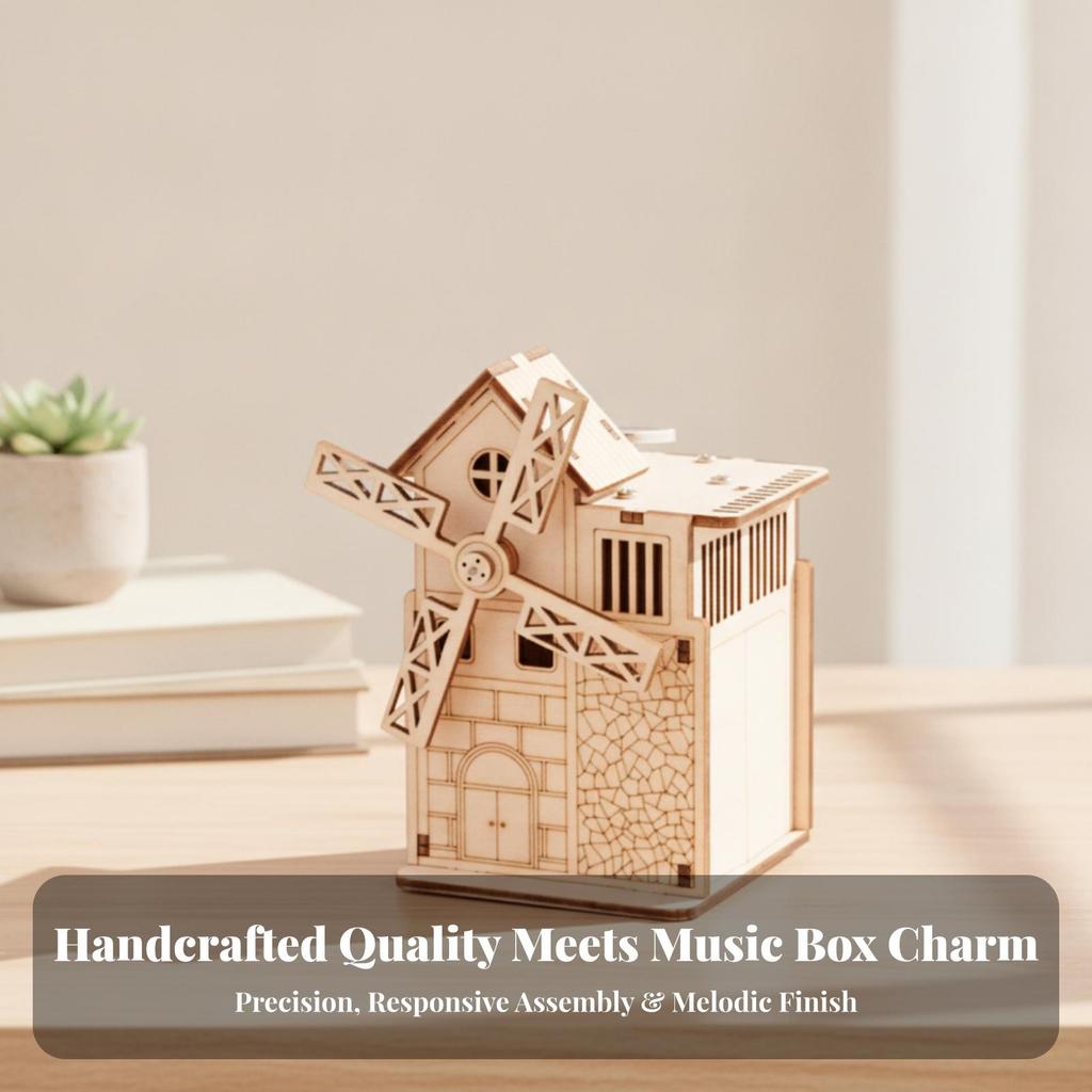 Pinwheel Music Box Wind-up DIY Craft Kit Educational for Children