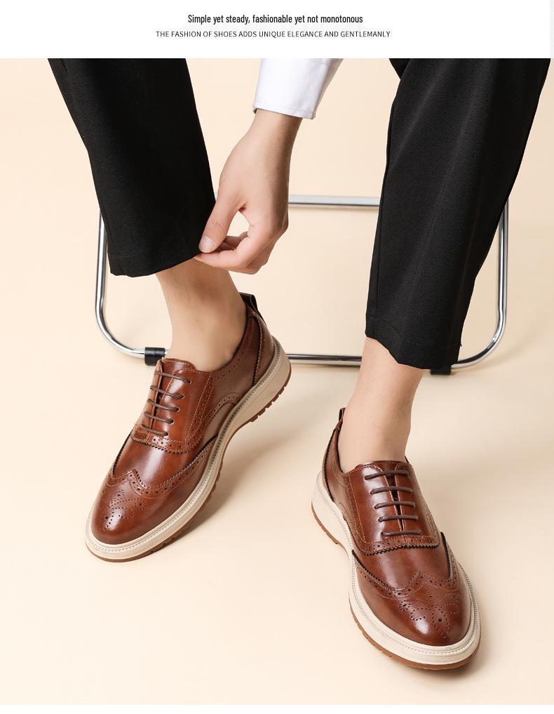 2026 Spring Men's Brogue Shoes: Korean Style, British Trend, Breathable, Formal Leather for Weddings and Business