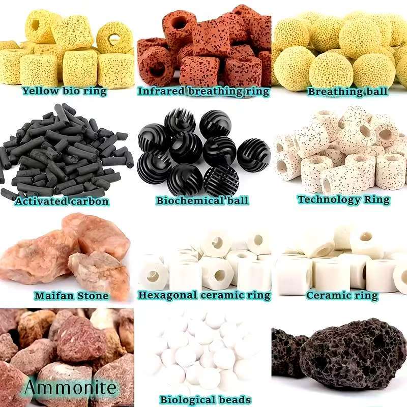 12 in 1 Aquarium Filter Media Maifan Stone Active Carbon Ceramic Ring Nano-Tech Bio-Sphere Bio Balls For Fish Tank & Pond & Sump