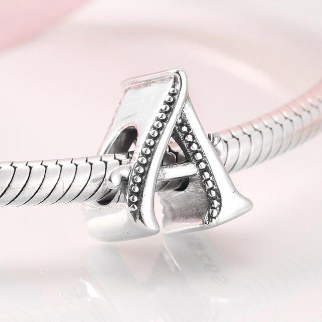 925 Sterling Silver Fashion Delicate A To Z Alphabet Letter Beads Fit Charms 925 Bracelets Bangles Diy Jewelry
