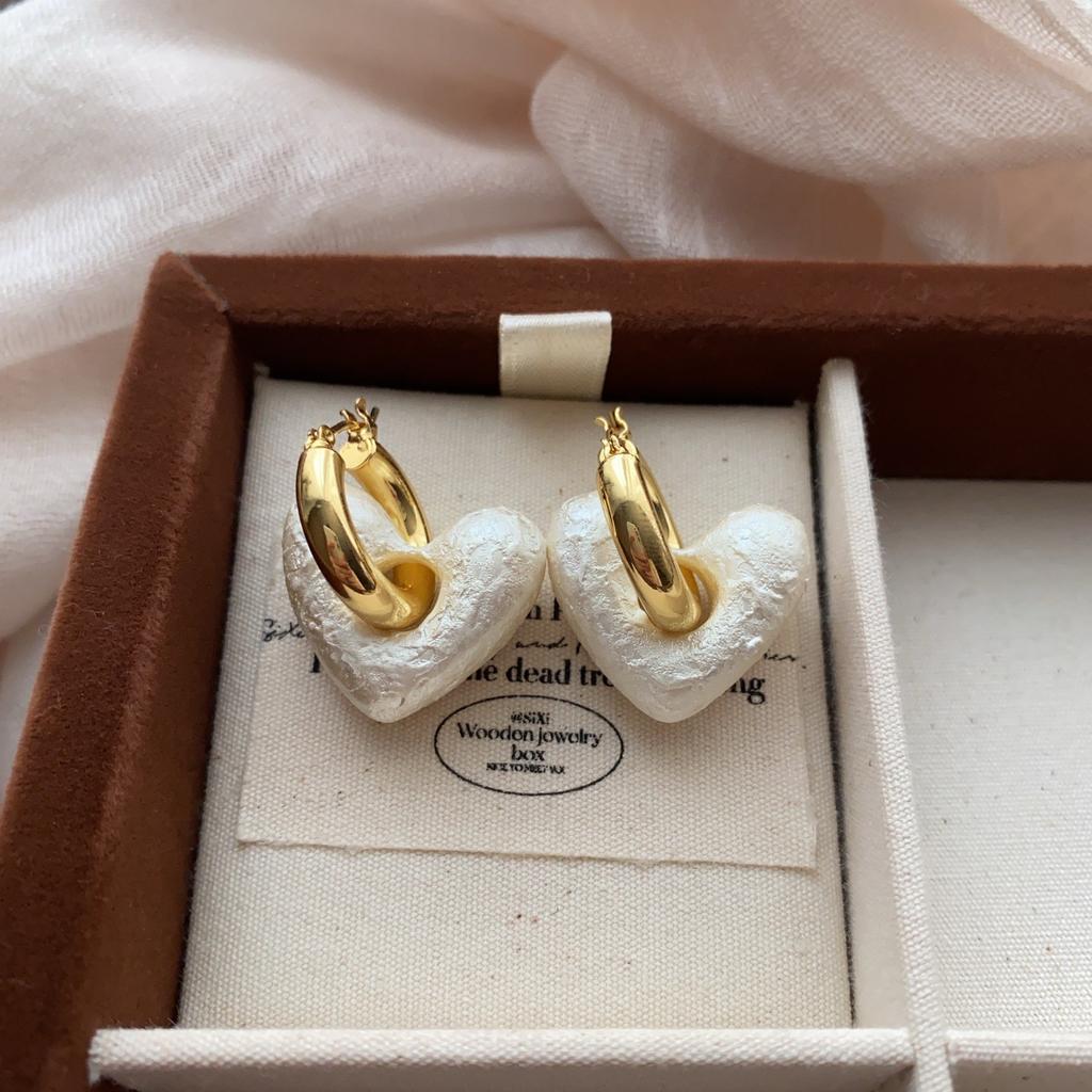 Unique Niche French Retro Cold Wind High-End Ear Buckle Brass 22K Real Gold Simple Circle Temperament Earrings
