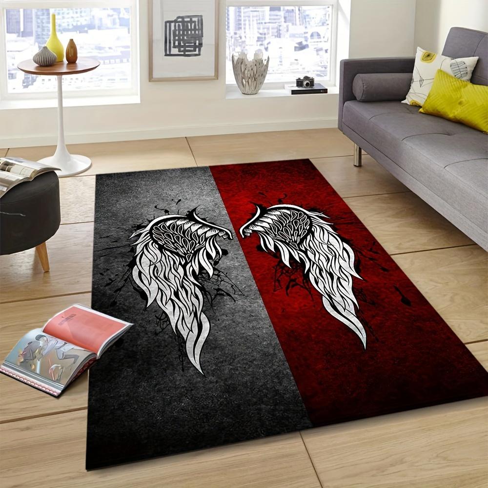 Large Carpe1pc Comfortable Crystal velvet Rug][Machine Washable]Gothic Design Area Rug, Angel Or Demon Wing