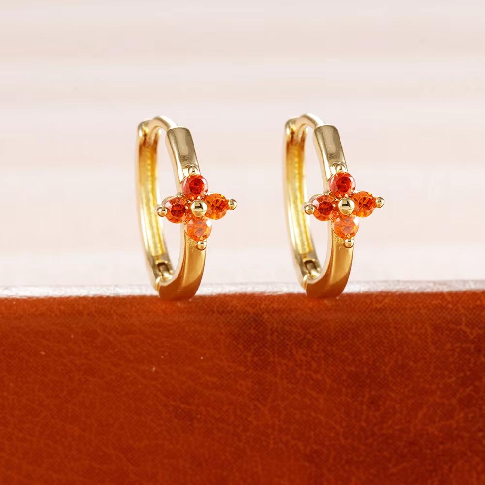 Fashion 6/8/10mm Stainless Steel Zircon Flower Hoop Earring Small Gold Color Circle Hoops Huggie Piercing Earring Trendy Jewelry