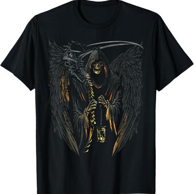 Angel of Death Grim Reaper Scary Halloween Occult Dark Art T-Shirt