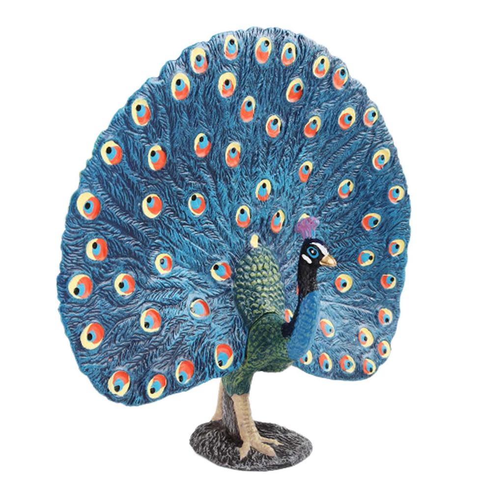 Wild Animal Figure Education Toy Preschool Decorative Realistic Peacock Model Handpainted for Office Home Decoration Children
