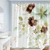 1pc Elegant Watercolor Floral Shower Curtain-with Gold Accents Intricate Petal and Leaf Design Machine Washable Polyester Fabric