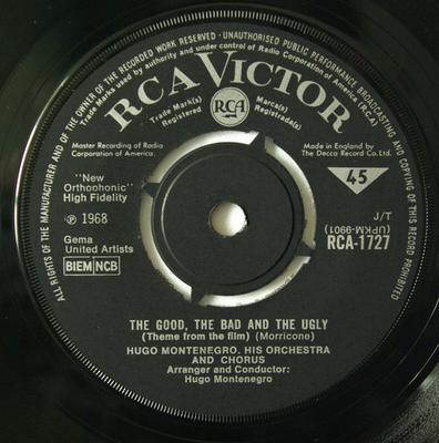 7inch Record HUGO MONTENEGRO HIS ORCHESTRA  CH  Good The Bad And The Ugly RCA1727 RCA Victor 1968 UK Jazz Used