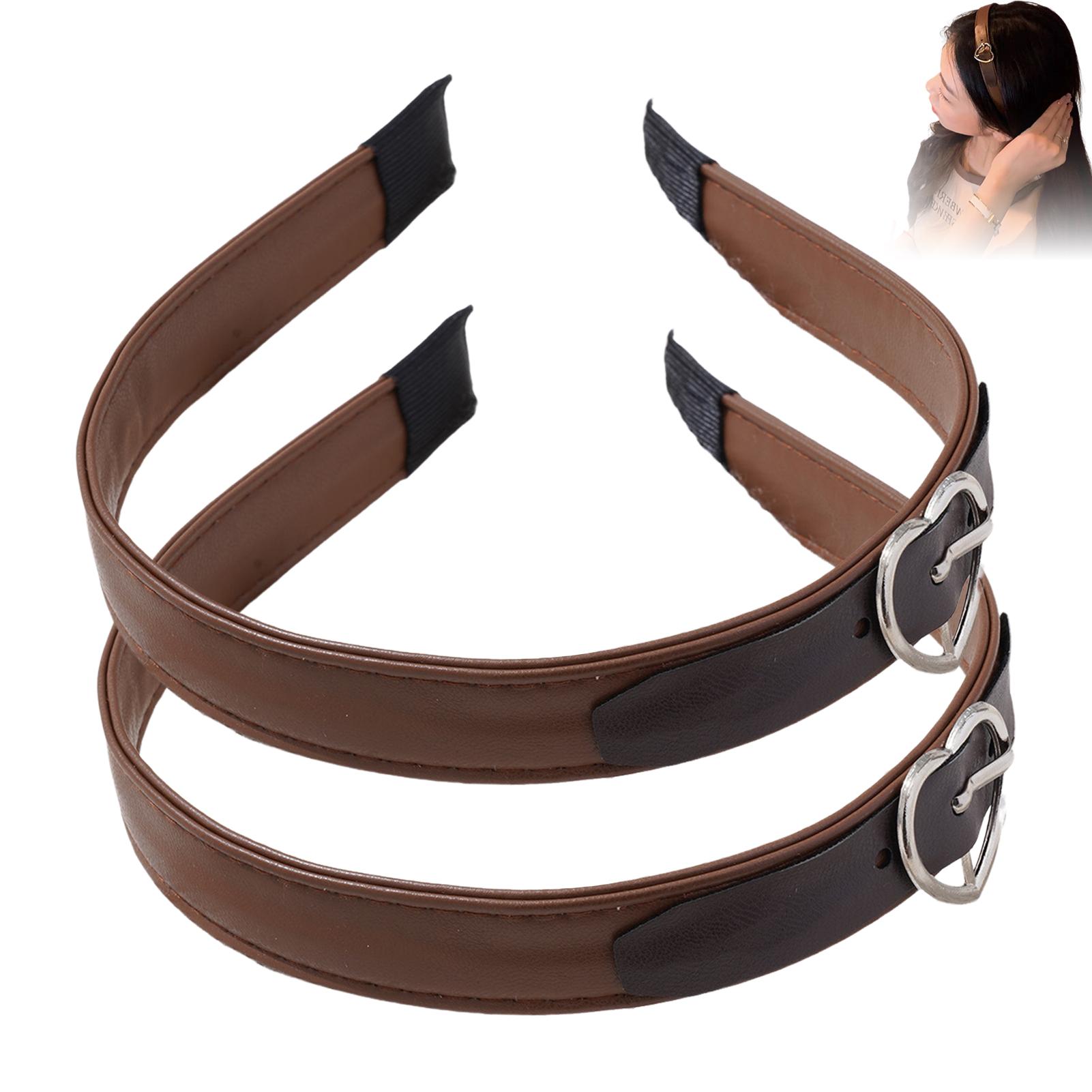 

2 шт. Винтажная повязка на голову для девочек Универсальная коричневая кожаная повязка на голову Модные женские аксессуары для волос Элегантный обруч для волос