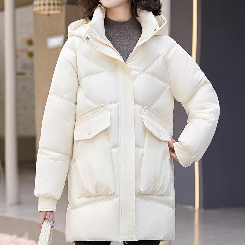 

Модное длинное пальто для женщин, зимняя верхняя одежда, свободные женские куртки с капюшоном, толстые теплые парки с длинным рукавом 3XL бежевый