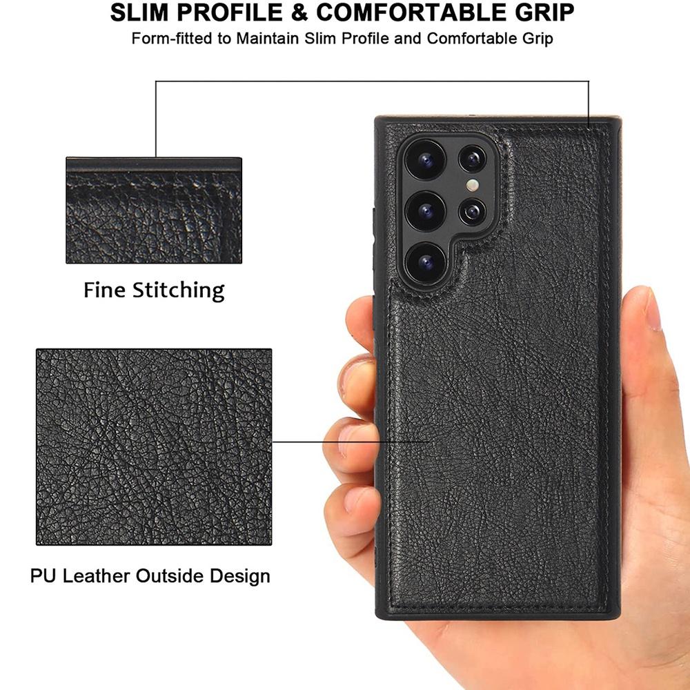 Für Samsung Galaxy S23 Ultra S23 Plus S22 Ultra Plus Handyhülle Stoßfest Matt Luxus Leder Liniennähte TPU Hülle