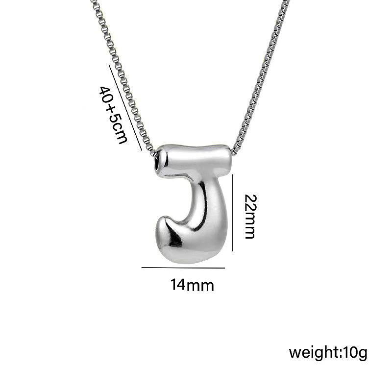 Charming Chubby Brass Polished 26-Letter Silver Pendant Necklace for Women